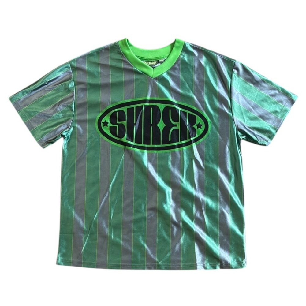 DREAMWORKS Shrek Donkey Green and Gray Striped Jersey, size M